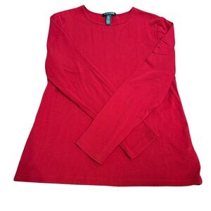 Lauren Ralph Lauren Red Long Sleeve Top XL‎ | Classic Cotton Essential